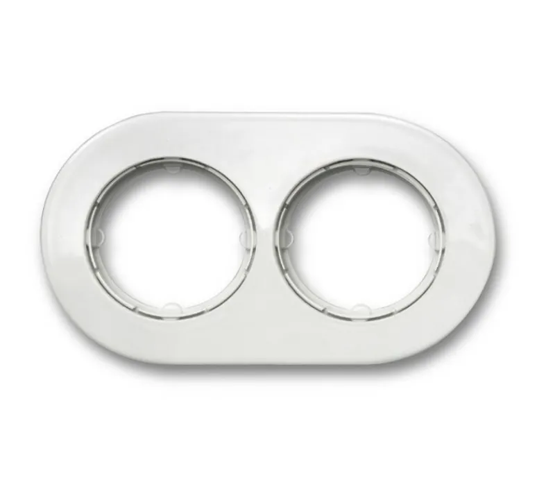 Prise|Interrupteur*Fontini Plaque, Do Low, Double horizontal, Porcelaine blanc, Interrupteur et prise, L19cm, H11cm -