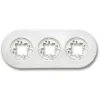 Interrupteur|Prise*Fontini Plaque, Do, Triple horizontal, Porcelaine blanc, Interrupteur et prise, L24,3cm, H10cm -