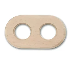 Prise|Interrupteur*Fontini Plaque, Garby Colonial, Garby & Dimbler, Double horizontal, Hêtre sans vernis, Interrupteur et prise, L17,8cm, H10cm -