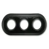 Plaque, Garby Colonial, Garby & Dimbler, Triple, Porcelaine noir, Interrupteur et prise, L24,3cm, H10cm - Fontini