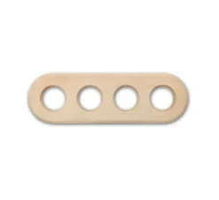 Plaque, Garby Colonial, Quadruple horizontal, Hêtre sans vernis, Interrupteur et prise, L31,8cm, H10cm - Fontini