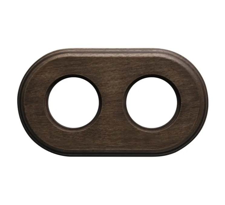 Plaque, Garby, Garby Colonial & Dimbler, Double horizontal ou vertical, Hêtre vielli, Interrupteur et Prise, L17,5cm, H10cm - Fontini