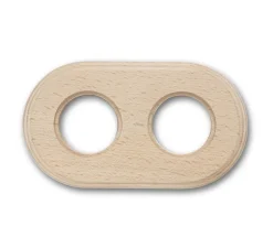 Prise|Interrupteur*Fontini Plaque, Garby, Garby Colonial & Dimbler, Double horizontal ou vertical, Hêtre naturel, Interrupteur et Prise, L17,5cm, H10cm -