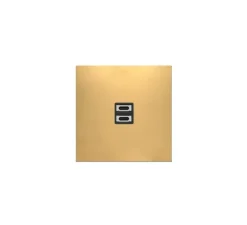 Prise*Font Barcelona Prise, 5.1, Bridge, Simple, Laiton doré brossé mat, Prise-USB A/C x1, Noir, L9cm, H9cm -