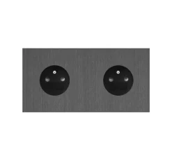 Prise, Allure, Double horizontal, Canon de fusil, Prise-2P+T x2, Noir, L16cm, H8cm - 6ixtes