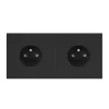 Prise, Allure, Double horizontal, Noir mat brossé, Prise-2P+T x2, Noir, L16cm, H8cm - 6ixtes