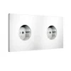 Prise, Bridge, Double horizontal, Blanc mat, Prise-pc x2, L16,1cm, H9cm - Font Barcelona