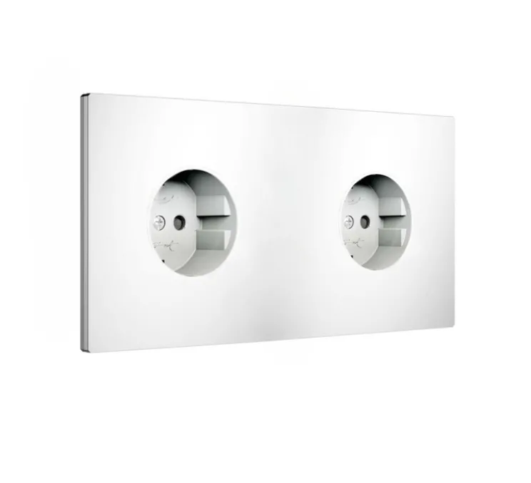 Prise, Bridge, Double horizontal, Blanc mat, Prise-pc x2, L16,1cm, H9cm - Font Barcelona