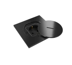 Prise, Bubox Classic, Simple, Inox noir sablé, Prise de sol Schuko x1, L10cm, H10cm - Modelec