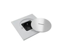 Prise, Bubox Classic, Simple, Inox blanc sablé, Prise de sol 2P+T x1, L10cm, H10cm - Modelec