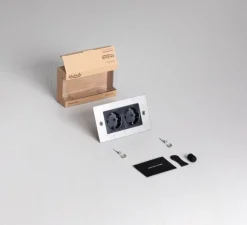 Prise, Buster, Double horizontal, Acier, Prise-Schuko x2, L15cm, H9cm - Buster & Punch