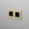 Prise, Buster, Double horizontal, Laiton, Prise-Schuko, x2, L15cm, H9cm - Buster & Punch