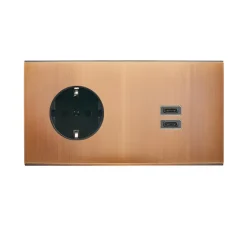 Prise*Modelec Prise, Confidence, Double horizontal, Vieux bronze, Prise-Schuko x1, Prise-USB C x2, Noir, L15,1cm, H8cm -