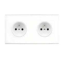 Prise*Modelec Prise, Confidence, Double horizontal, Blanc, Prise-2P+T x2, Blanc, L15,1cm, H8cm -
