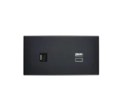 Prise, Confidence, Double horizontal, Noir mat, Prise-HDMI x1, Prise-USB A/C x1, L15,1cm, H8cm - Modelec