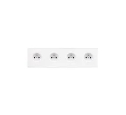 Prise*Modelec Prise, Confidence, Quadruple horizontal, Blanc mat, Prise-2P+T x4, L29,3cm, H8cm -