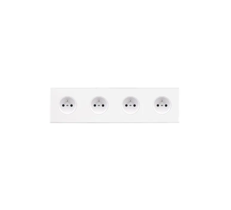 Prise*Modelec Prise, Confidence, Quadruple horizontal, Blanc mat, Prise-2P+T x4, L29,3cm, H8cm -