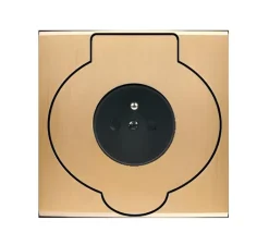 Prise*Modelec Prise, Confidence, Simple, Laiton brossé, Prise de sol 2P+T x1, Noir, L8cm, H8cm -