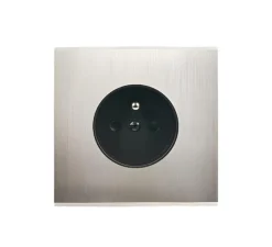 Prise, Confidence, Simple, Nickel satiné, Prise-2P+T x1, Noir, L8cm, H8cm - Modelec