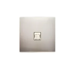 Prise, Confidence, Simple, Nickel satiné, Prise-RJ45 x1, L8cm, H8cm - Modelec