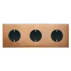 Prise, Confidence, Triple horizontal, Vieux bronze, Prise-Schuko x3, Noir, L22,2cm, H8cm - Modelec