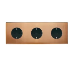 Prise*Modelec Prise, Confidence, Triple horizontal, Vieux bronze, Prise-Schuko x3, Noir, L22,2cm, H8cm -