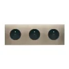 Prise, Confidence, Triple horizontal, Acier brossé, Prise-PC x3, Noir, L22,2cm, H8cm - Modelec