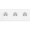 Prise, Confidence, Triple horizontal, Blanc, Prise-2P+T x3, Blanc, L22,2cm, H8cm - Modelec