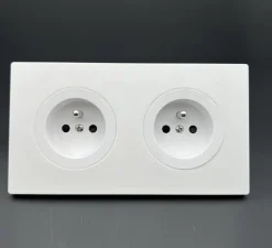 Prise*Fontini Prise, DOM, Double horizontal, Blanc glossy, Prise-PC x2, L15,7cm, H8,6cm -