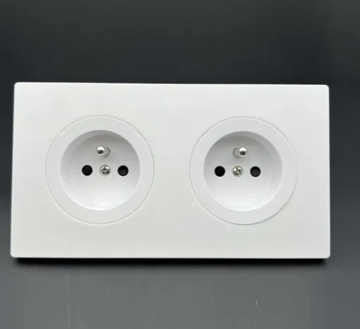 Prise*Fontini Prise, DOM, Double horizontal, Blanc glossy, Prise-PC x2, L15,7cm, H8,6cm -