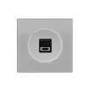 Prise*Fontini Prise, DOM, Simple, Aluminium brossé, Prise-USB A/C x1, L8,6cm, H8,6cm -