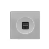 Prise*Fontini Prise, DOM, Simple, Aluminium brossé, Prise-RJ45 x1, L8,6cm, H8,6cm -
