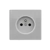 Prise, DOM, Simple, Aluminium brossé, Prise-PC x1, L8,6cm, H8,6cm - Fontini
