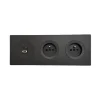 Prise*Fontini Prise, DOM, Triple horizontal, Noir mat, Prise-USB A x1, Prise-2P+T x2, L22,8cm, H8,6cm -