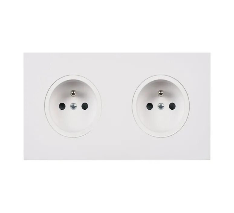 Prise*Modelec Prise, Désir, Double horizontal, Blanc soft touch, Prise-PC, x2, L15,2cm, H8cm -