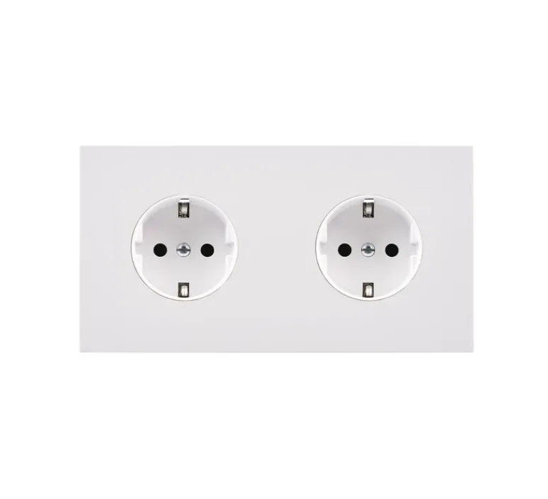 Prise*Modelec Prise, Désir, Double horizontal, Blanc mat, Prise-Schuko x2, Blanc, L15,1cm, H8cm -