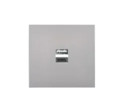 Prise, Désir, Simple, Aluminium mat, Prise-USB A/C x1, L8cm, H8cm - Modelec