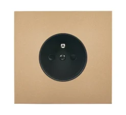 Prise*Modelec Prise, Désir, Simple, Doré mat, Prise-2P+T x1, Noir, L8cm, H8cm -