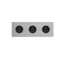 Prise*Modelec Prise, Désir, Triple horizontal, Aluminium mat, Prise-2P+T x3, Noir, L22,2cm, H8cm -