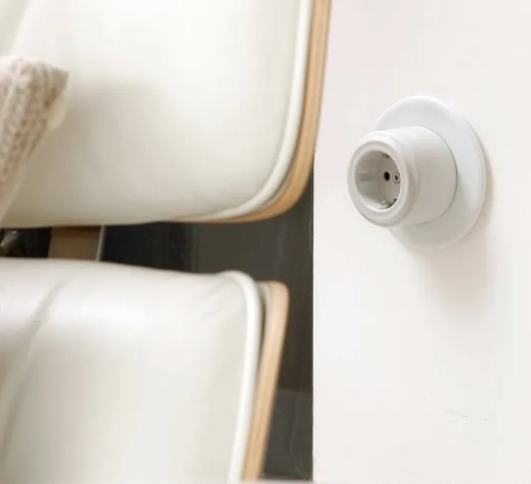 Prise, Garby, Simple, Porcelaine blanc, Prise-PC x1, L6,45cm, H6,45cm - Fontini