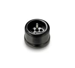 Prise*Fontini Prise, Garby, Simple, Prise-PC x1, Sans passe-câble, Porcelaine noir, L8,5cm, H9,4cm -