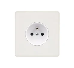 Prise, Hitera, Simple, Blanc soft touch, Prise-2P+T x1, L8,5cm, H8,5cm - Modelec