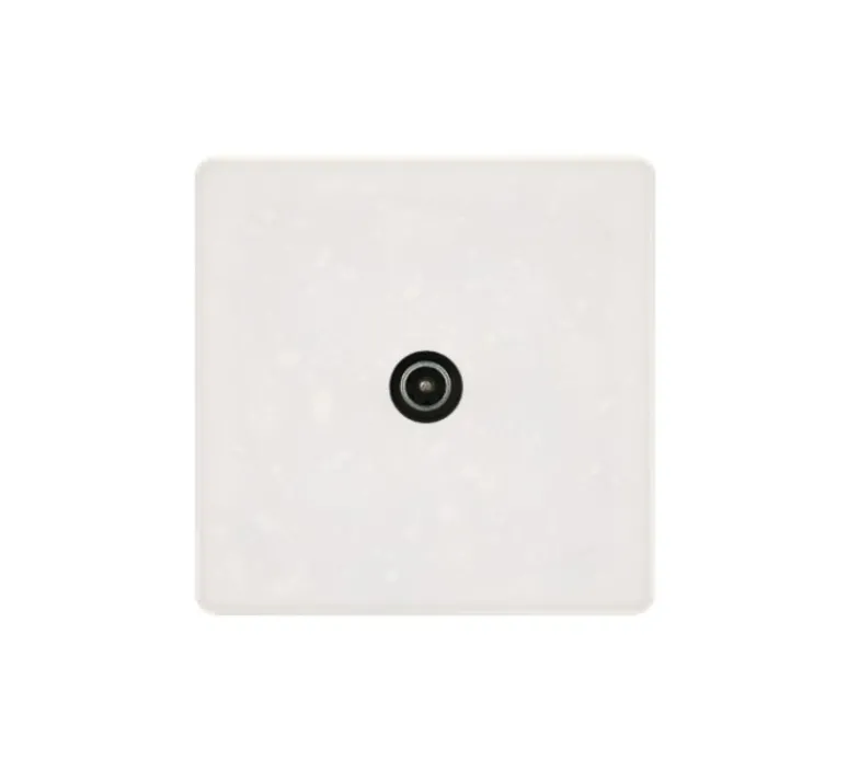 Prise*Modelec Prise, Hitera, Simple, Blanc terrazzo, Prise-TV x1, L8,5cm, H8,5cm -