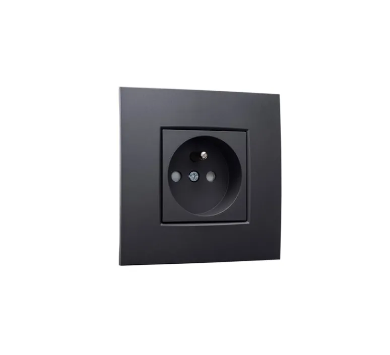 Prise*Niko Prise, Intense, Simple, Anthracite coated, Prise-2P+T x1, L8,5cm, H8,5cm -