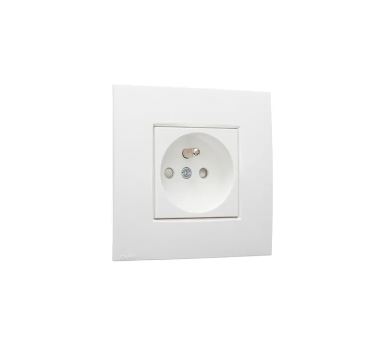 Prise*Niko Prise, Intense, Simple, White, Prise-2P+T x1, L8,5cm, H8,5cm -