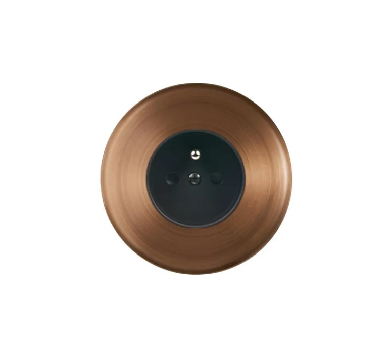 Prise*Modelec Prise, Iris Horizon, Simple, Vieux bronze satiné, Prise-PC x1, L8cm, H8cm -