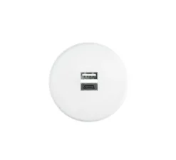 Prise*Modelec Prise, Iris, Simple, Blanc satin, Prise-USB A/C x1, L8cm, H8cm -