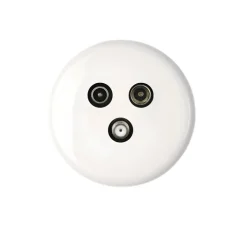 Prise*Modelec Prise, Iris, Simple, Porcelaine blanc, Prise TV-FM-SAT, L8,4cm, H8,4cm -