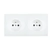 Prise*Modelec Prise, Karo, Double horizontal, Blanc satin, Prise-PC x2, L15,1cm, H8cm -