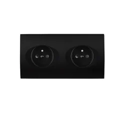 Prise*Modelec Prise, Karo, Double horizontal, Noir sof touch, Prise-PC, x2, Noir, L15,1cm, H8cm -